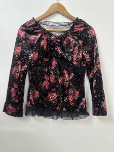 Velvet Floral Long Sleeve Top