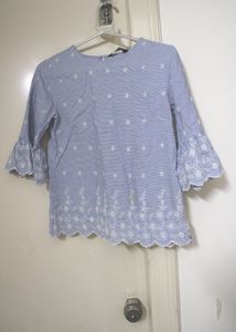 Eyelet Embroidered Bell Sleeve Top