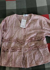 Pink Printed top with Ruffles