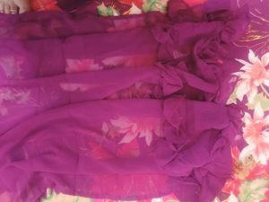 Saree With Beaded Purple Blouse