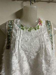 White Floral Embroidered Dress