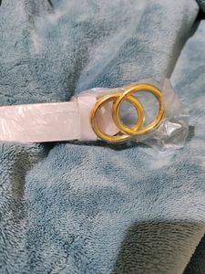 White Belt With Golden Buckle