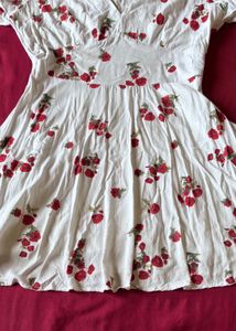 White Floral Printed Flare Mini Dress