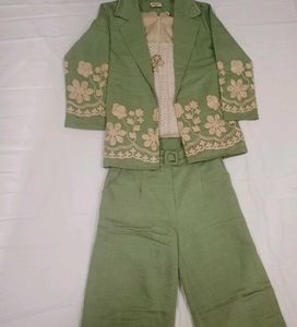 Embroidered Green Western Wear Dress