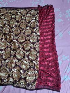 Elegant Satin Patterned Georgette Saree