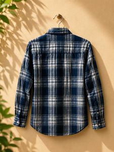 Men's Blue Plaid Casual Shirt