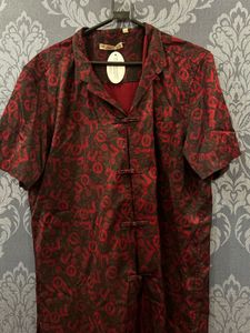 Unique Red & Black Patterned Men's Kurta