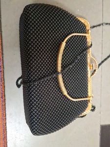 Elegant Black Beaded Clutch Bag