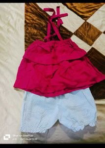 Cute Ruffled Top and Polka Dot Shorts Set