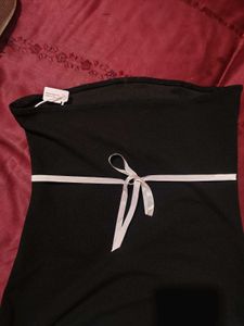 Cute Black Strapless Dress with Bow