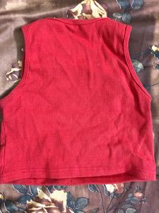🎀 Red Ribbed Tank Top