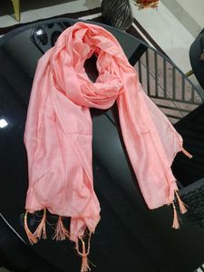 Peach Dupatta with Tassels
