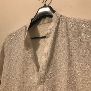 Peach and White Embroidered Kurta 350 each