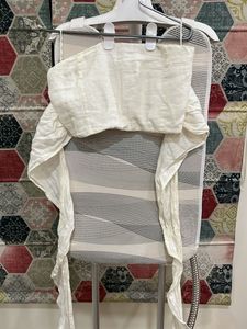 Cream Linen Crop Top Blouse Size Eur S