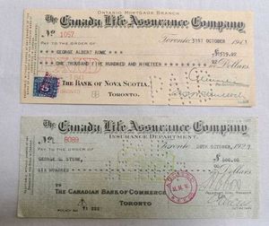 1927 & 1941 Vintage Cheques