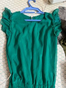 Green Ruffled Romper
