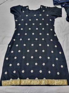 Elegant Black Kurta Set with Silver Embellishments