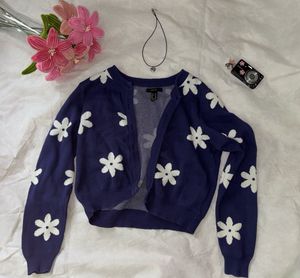 Cute floral purple cardigan