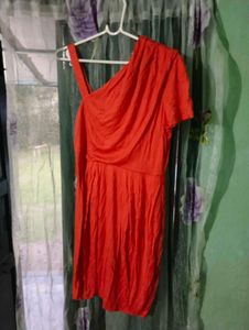 length 35half,Chic One-Shoulder Orange Dress