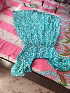 Chic Teal Swirl Print Midi Dress