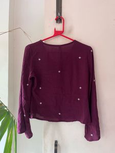 Burgundy Embroidered Blouse