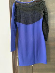 black and blue contrast dress