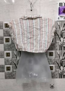 Striped Crop Top with Buttons