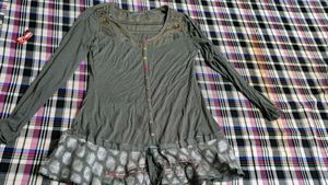 Embellished Gray Y2K Top