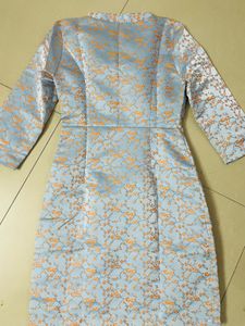 Light Blue Floral Cheongsam Dress
