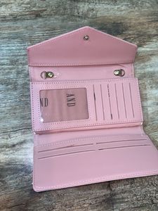 AND 🪪 Pink Croc Embossed Wallet