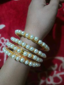 Elegant Pearl Bangles - Set of Four