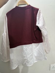 Chic Maroon &amp; White Layered Top