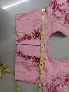 Coral Embroidered Sari Fabric