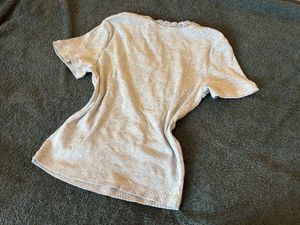 Grey Lace Trim Basic Top