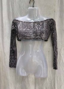 40209. Off-Shoulder Snake Print Crop Top