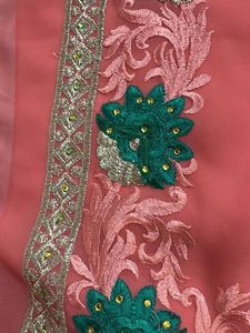 Embroidered Orange 🍊 saree