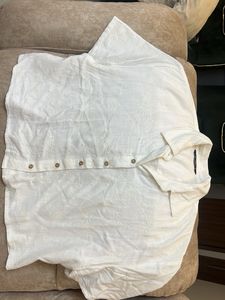 Cream Embroidered Button-Up Shirt