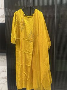 Yellow Embroidered Kurta Set with Dupatta