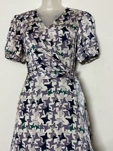 Pintresty Retro Print Wrap Midi Dress