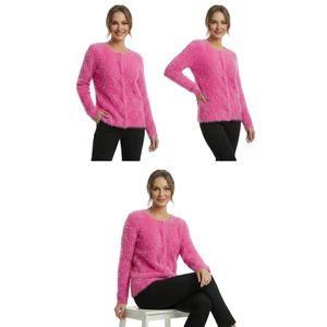 Fluffy Pink Knit Cardigan