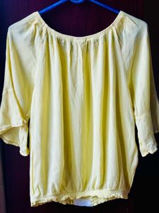 Yellow Boho Crochet Trim Top