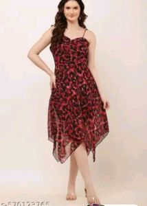 Chic Red Leopard Print Dress