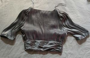 Glamorous Silver Ruched Top