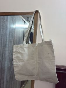 Canvas Tote Bag with Leaf Print