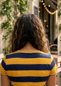 Classic Navy &amp; Yellow Striped Cotton Tee