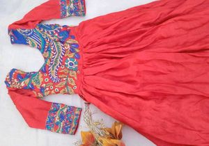 Vibrant Red Anarkali Style Gown
