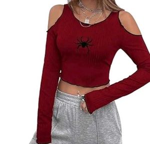 Red Spider Cold Shoulder Top