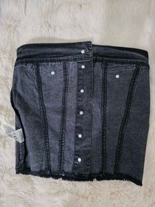Black Denim mini croptop