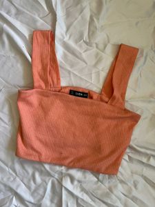 Ribbed Peach Crop Top