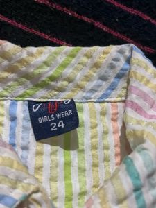 Cute Striped Baby Girl Top with Bear Badge